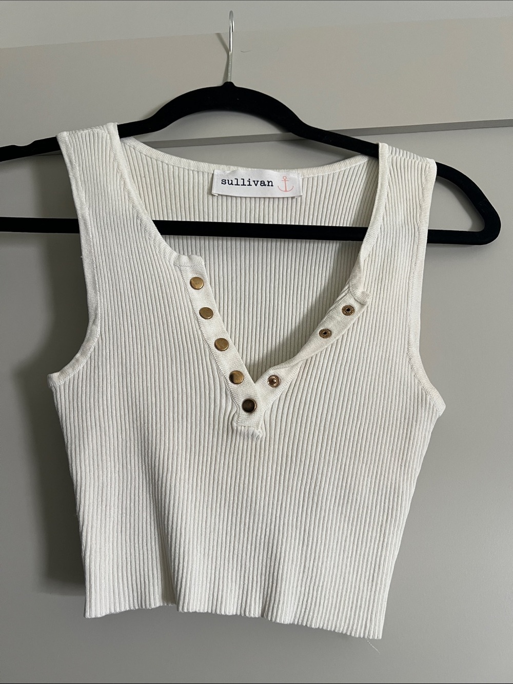 Sullivan Ribbed V-Neck Tank Top in White